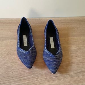 Rothy’s blue and orange pointed flats size 8